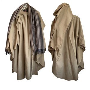 Vintage Hooded Khaki Cape